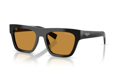 Prada PRC03S Rectangle Sunglasses in Dark Honey / Black, angle view
