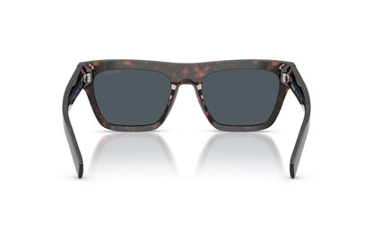 Prada PRC03S Rectangle Sunglasses in Dark Grey / Root Havana, back view