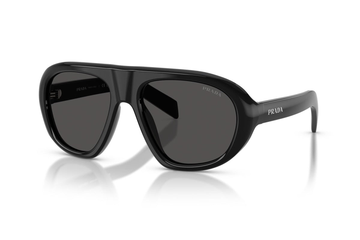 Prada PRC05S Geometric Sunglasses in Dark Gray / Black, angle view