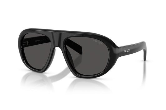 Prada PRC05S Geometric Sunglasses in Dark Gray / Black, angle view