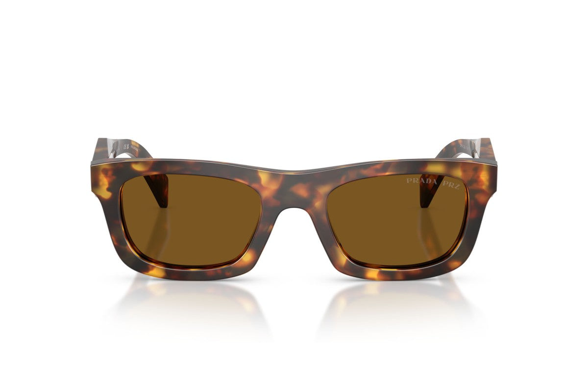 Prada PRC06S Square Sunglasses in Dark Brown/Honey Tortoise, front view