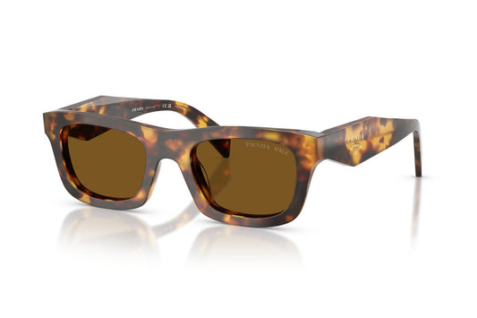 Prada PRC06S Square Sunglasses in Dark Brown/Honey Tortoise, angle view