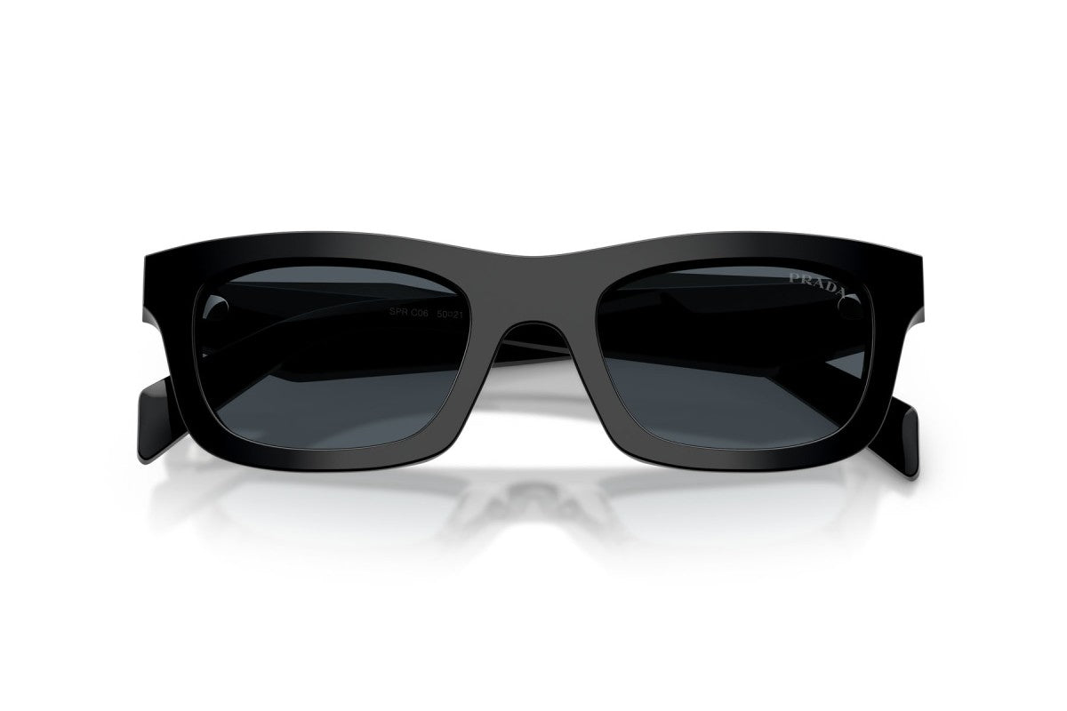 Prada PRC06S Square Sunglasses in Dark Gray/Black, detail view