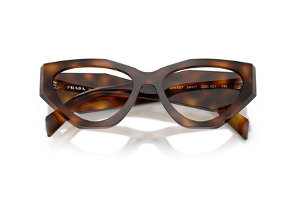 Prada PRC07V Cat Eye Eyeglasses in Juniper Tortoise, detail view