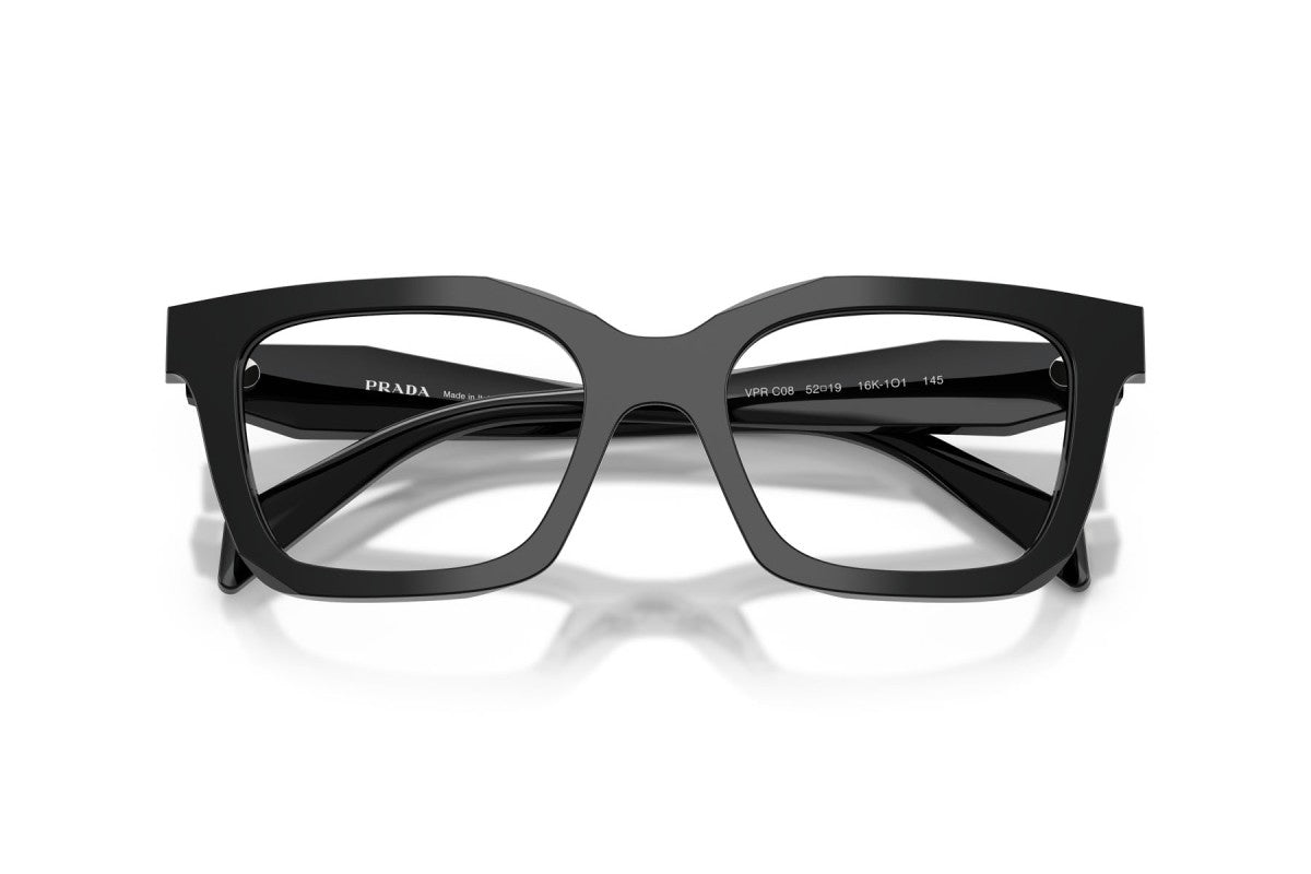 Prada PRC08V Geometric Eyeglasses in Black, detail view