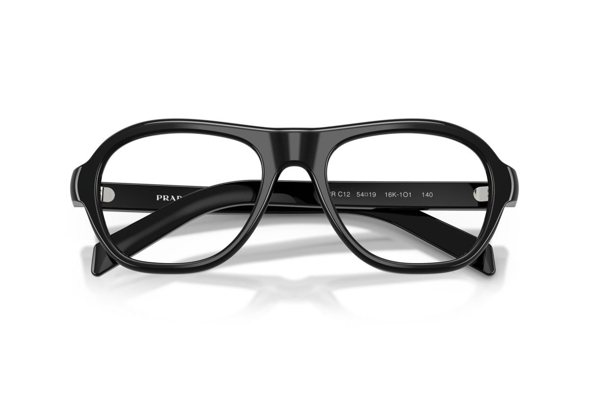 Prada PRC12V Square Eyeglasses in Black, detail view