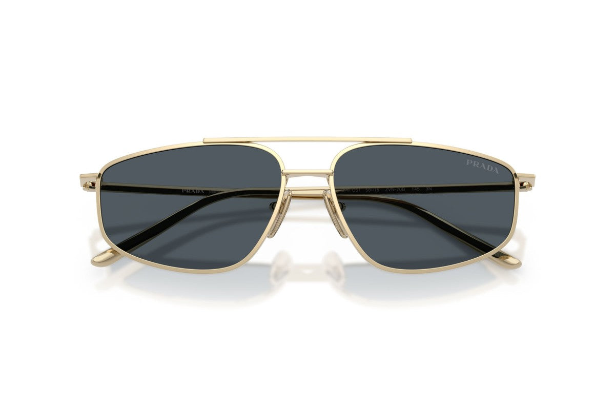 Prada PRC51S Square Sunglasses in Dark Grey / Pale Gold, detail view