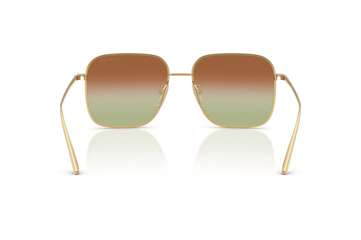 Prada PRC54SD Square Sunglasses in Green/Brown Gold, back view