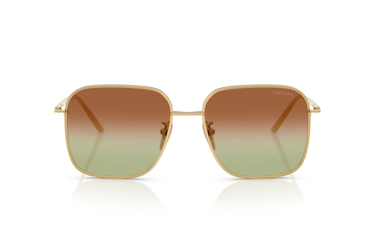 Prada PRC54SD Square Sunglasses in Green/Brown Gold, front view