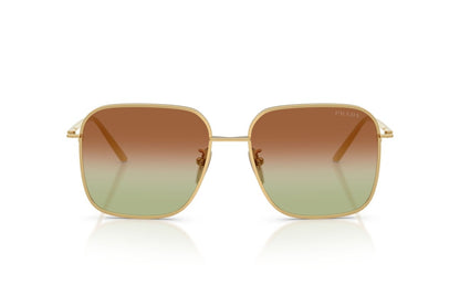 Prada PRC54SD Square Sunglasses in Green/Brown Gold, front view