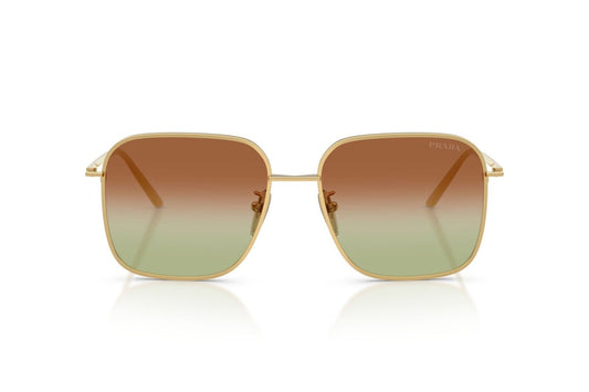 Prada PRC54SD Square Sunglasses in Green/Brown Gold, front view