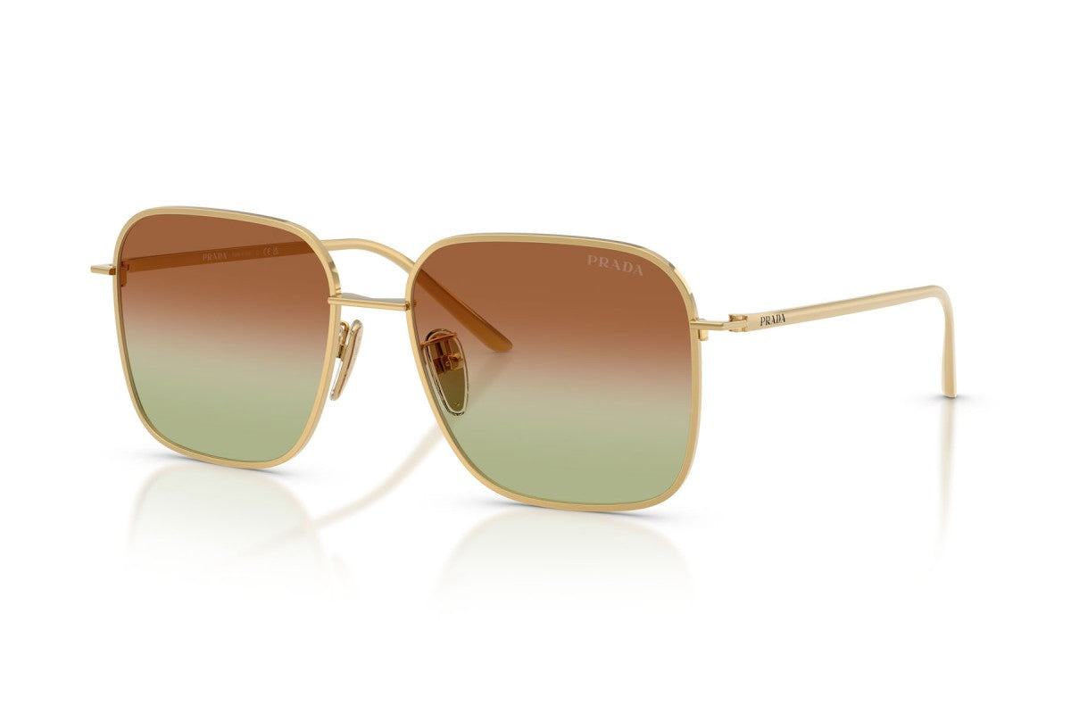 Prada PRC54SD Square Sunglasses in Green/Brown Gold, angle view