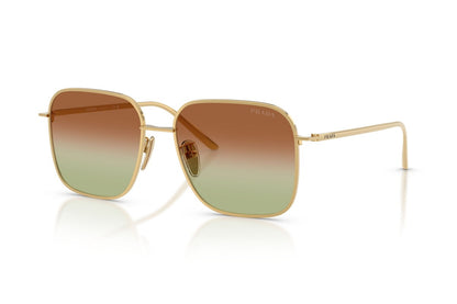 Prada PRC54SD Square Sunglasses in Green/Brown Gold, angle view