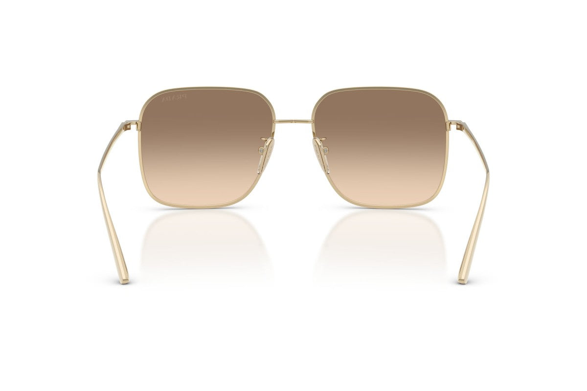 Prada PRC54SD Square Sunglasses in Light Brown Gradient Light Grey/Pale Gold, back view