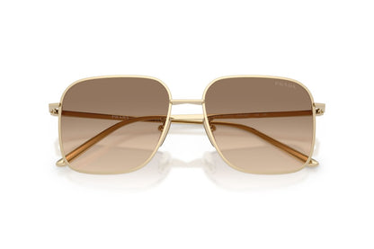 Prada PRC54SD Square Sunglasses in Light Brown Gradient Light Grey/Pale Gold, detail view