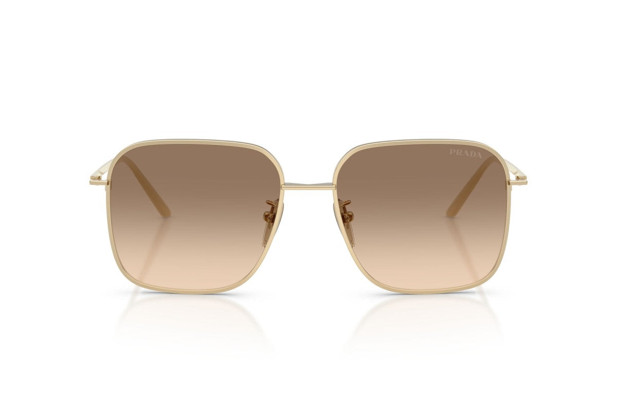 Prada PRC54SD Square Sunglasses in Light Brown Gradient Light Grey/Pale Gold, front view