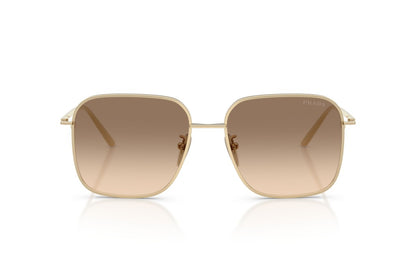 Prada PRC54SD Square Sunglasses in Light Brown Gradient Light Grey/Pale Gold, front view