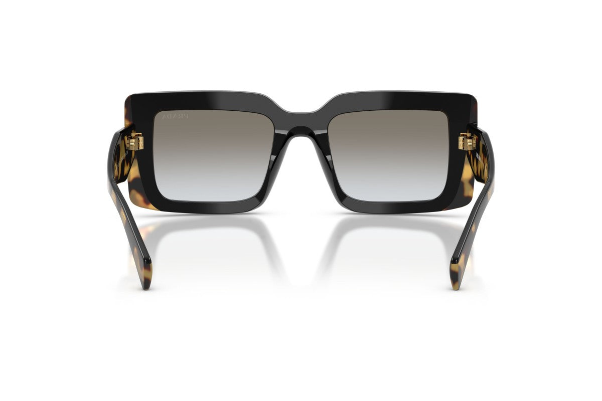 Prada PRD01S Rectangle Sunglasses in Grey Gradient / Black-Tortoise, back view