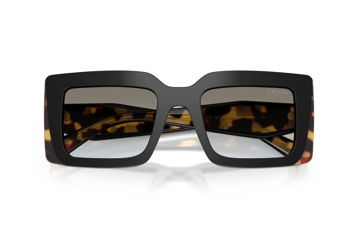 Prada PRD01S Rectangle Sunglasses in Grey Gradient / Black-Tortoise, detail view