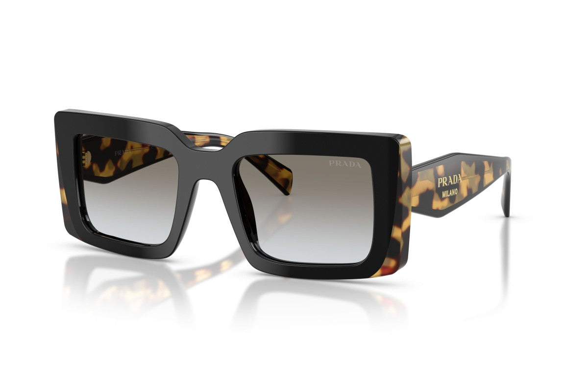 Prada PRD01S Rectangle Sunglasses in Grey Gradient / Black-Tortoise, angle view