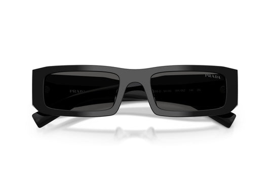 Prada PRD09SD Rectangle Sunglasses in Dark Grey/Black, detail view