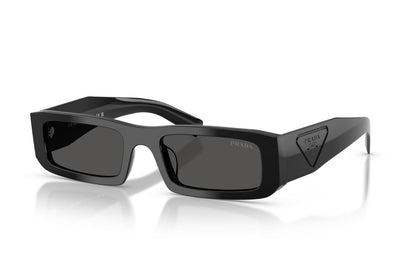 Prada PRD09SD Rectangle Sunglasses in Dark Grey/Black, angle view