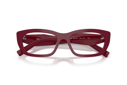 Prada PRD09V Cat Eye Eyeglasses in Brown Marsala, detail view