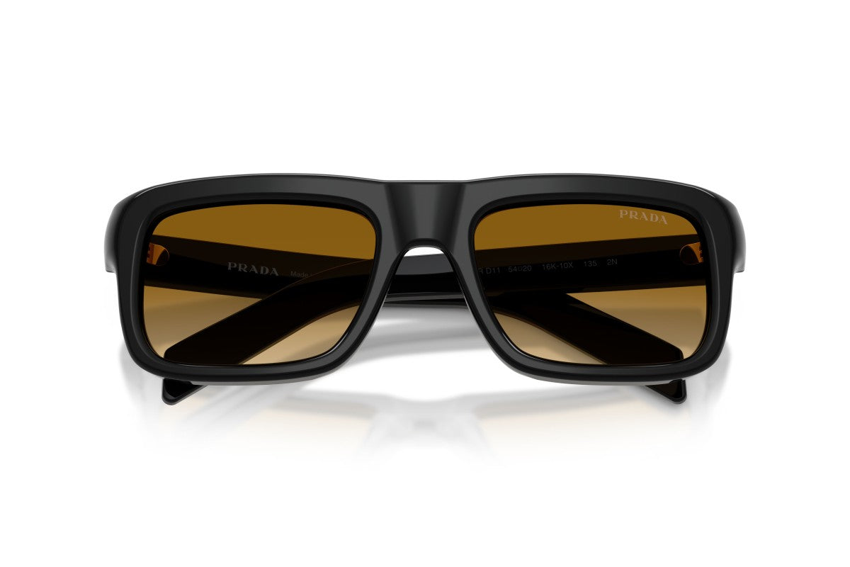 Prada PRD11S Rectangle Sunglasses in Brown / Black, detail view