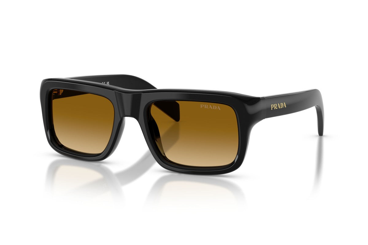 Prada PRD11S Rectangle Sunglasses in Brown / Black, angle view