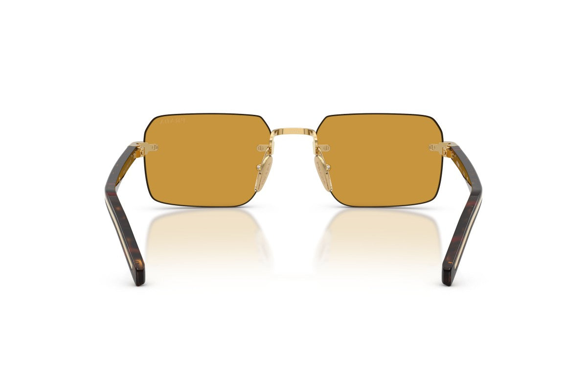 Prada PRD55S Rectangle Sunglasses in Dark Honey / Gold, back view
