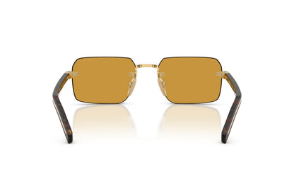 Prada PRD55S Rectangle Sunglasses in Dark Honey / Gold, back view