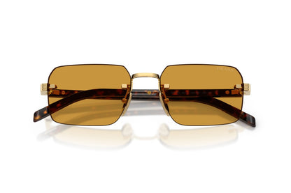 Prada PRD55S Rectangle Sunglasses in Dark Honey / Gold, detail view