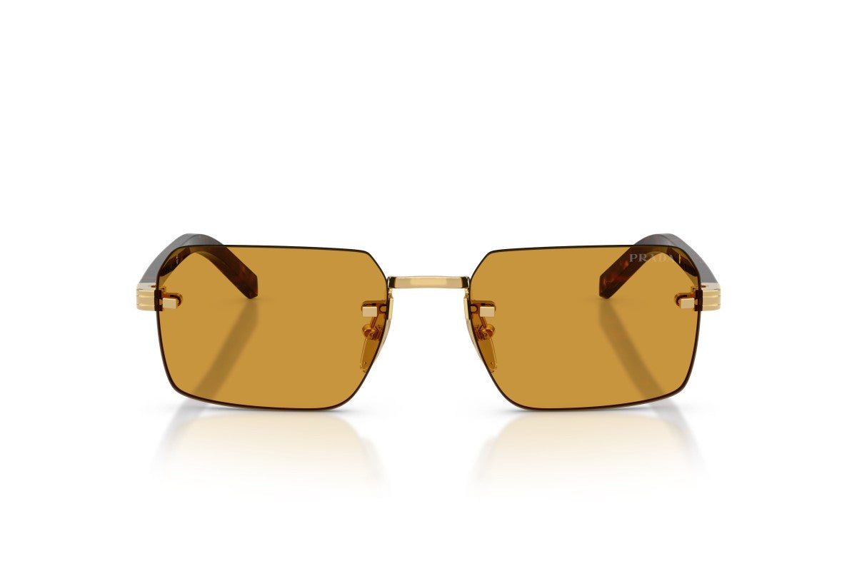 Prada PRD55S Rectangle Sunglasses in Dark Honey / Gold, front view