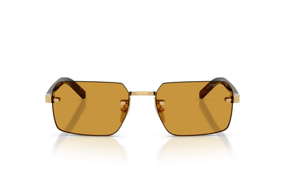 Prada PRD55S Rectangle Sunglasses in Dark Honey / Gold, front view