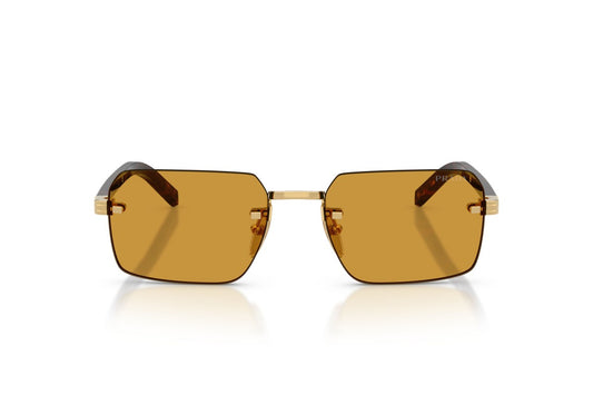 Prada PRD55S Rectangle Sunglasses in Dark Honey / Gold, front view