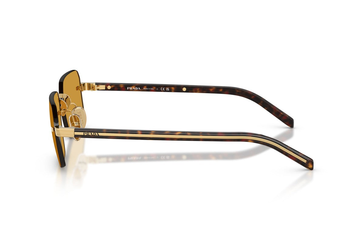 Prada PRD55S Rectangle Sunglasses in Dark Honey / Gold, side view