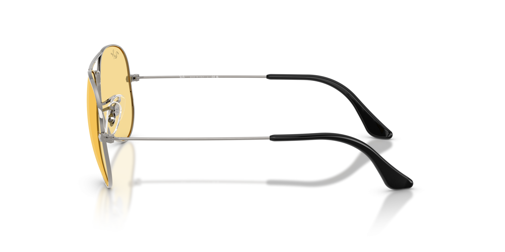 Ray-Ban RB3025 Aviator Sunglasses in Yellow/Gunmetal, side view
