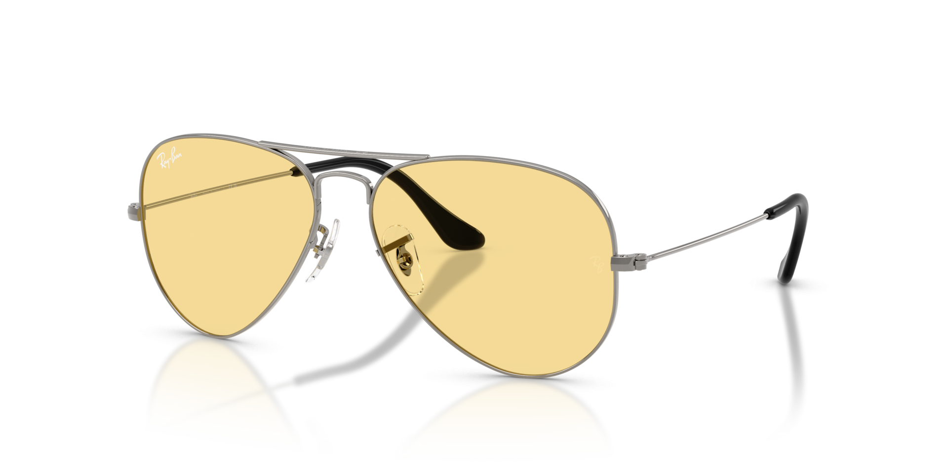Ray-Ban RB3025 Aviator Sunglasses in Yellow/Gunmetal, angle view