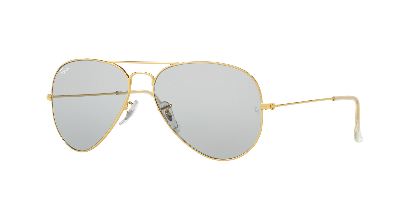 Ray-Ban RB3025 Aviator Sunglasses in Light Grey Mirror/Gold, angle view