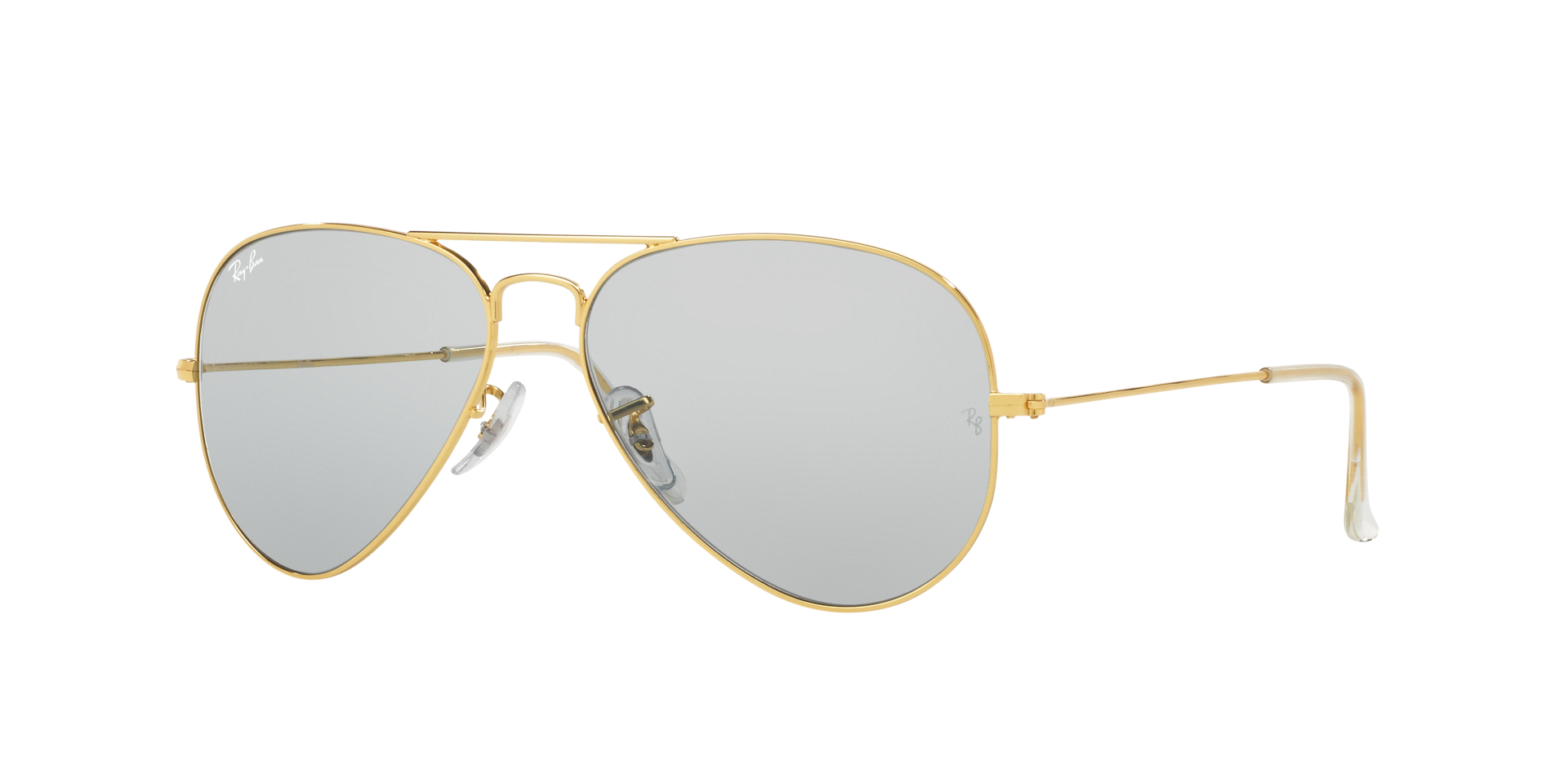 Ray-Ban RB3025 Aviator Sunglasses in Light Grey Mirror/Gold, angle view