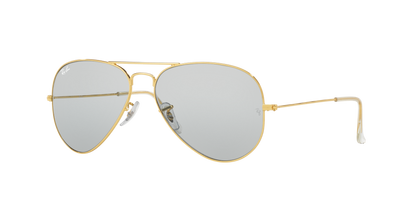 Ray-Ban RB3025 Aviator Sunglasses in Light Grey Mirror/Gold, angle view