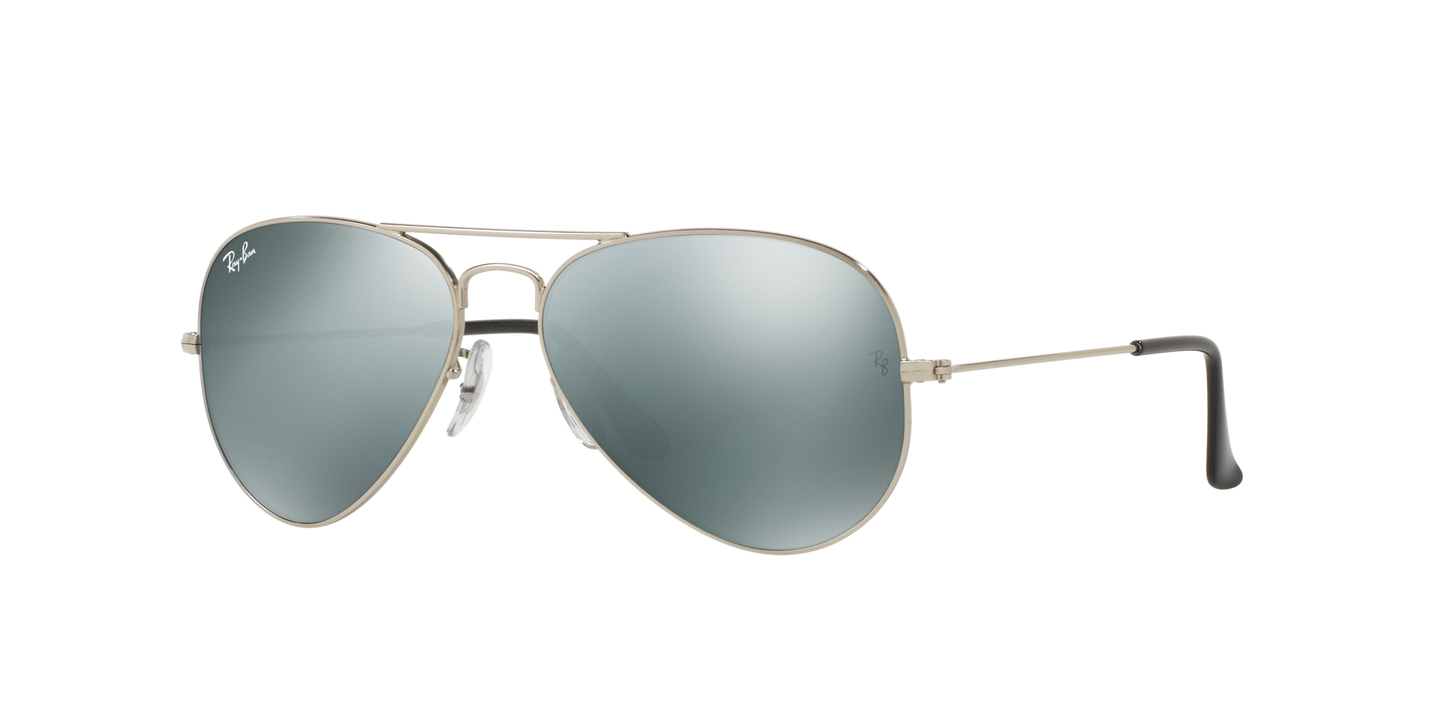 Ray-Ban RB3025 Aviator Sunglasses in Grey Mirror/Silver, angle view