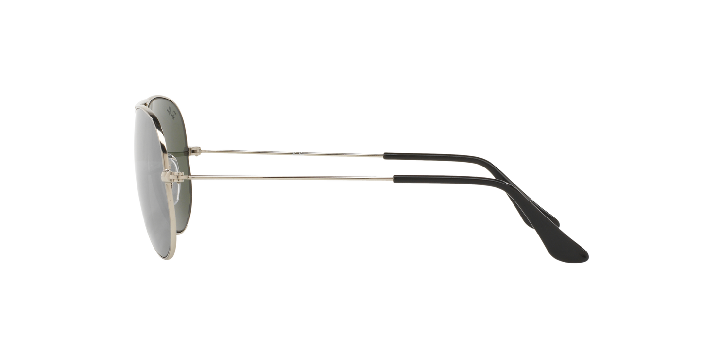 Ray-Ban RB3025 Aviator Sunglasses in Grey Mirror/Silver, side view