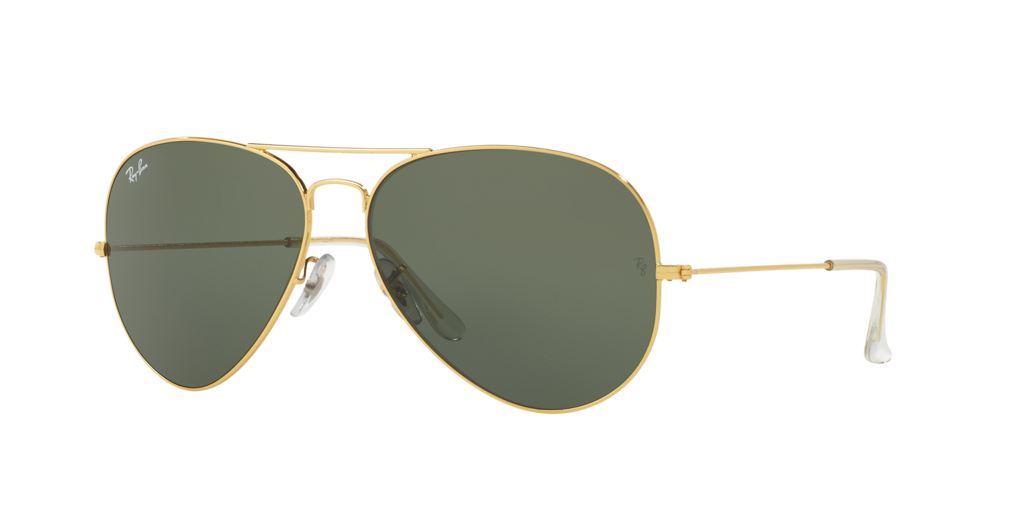 Ray-Ban RB3026I Pilot Sunglasses in Green Gold, angle view