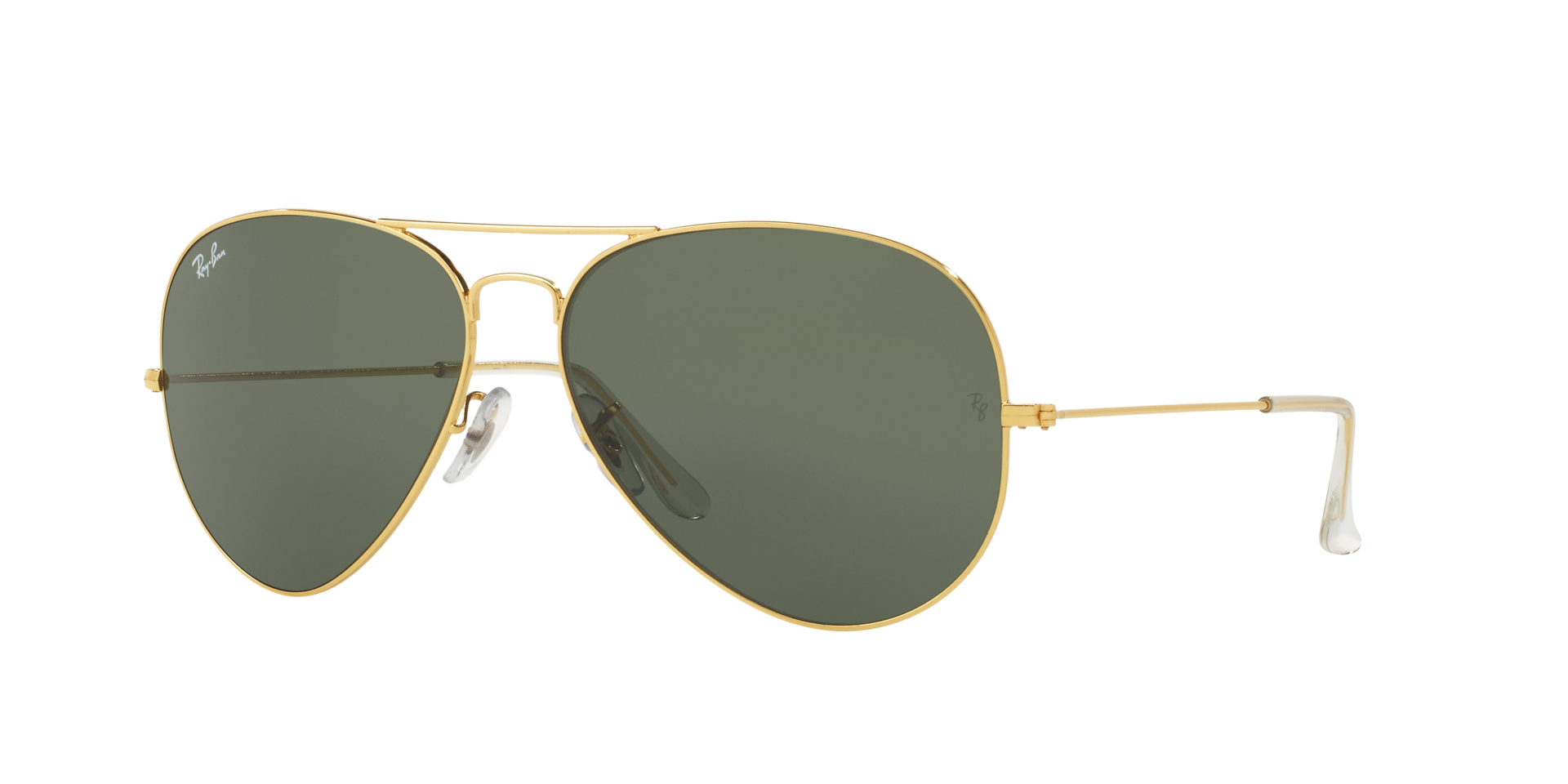 Ray-Ban RB3026I Pilot Sunglasses in Green Gold, angle view