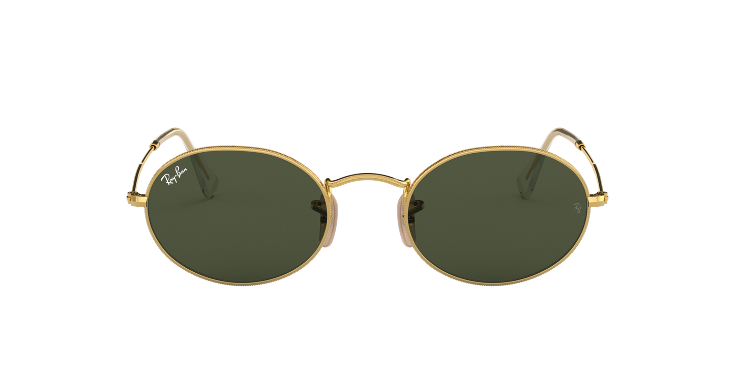 Ray-Ban RB3547 Oval Sunglasses in Green Gold, front view