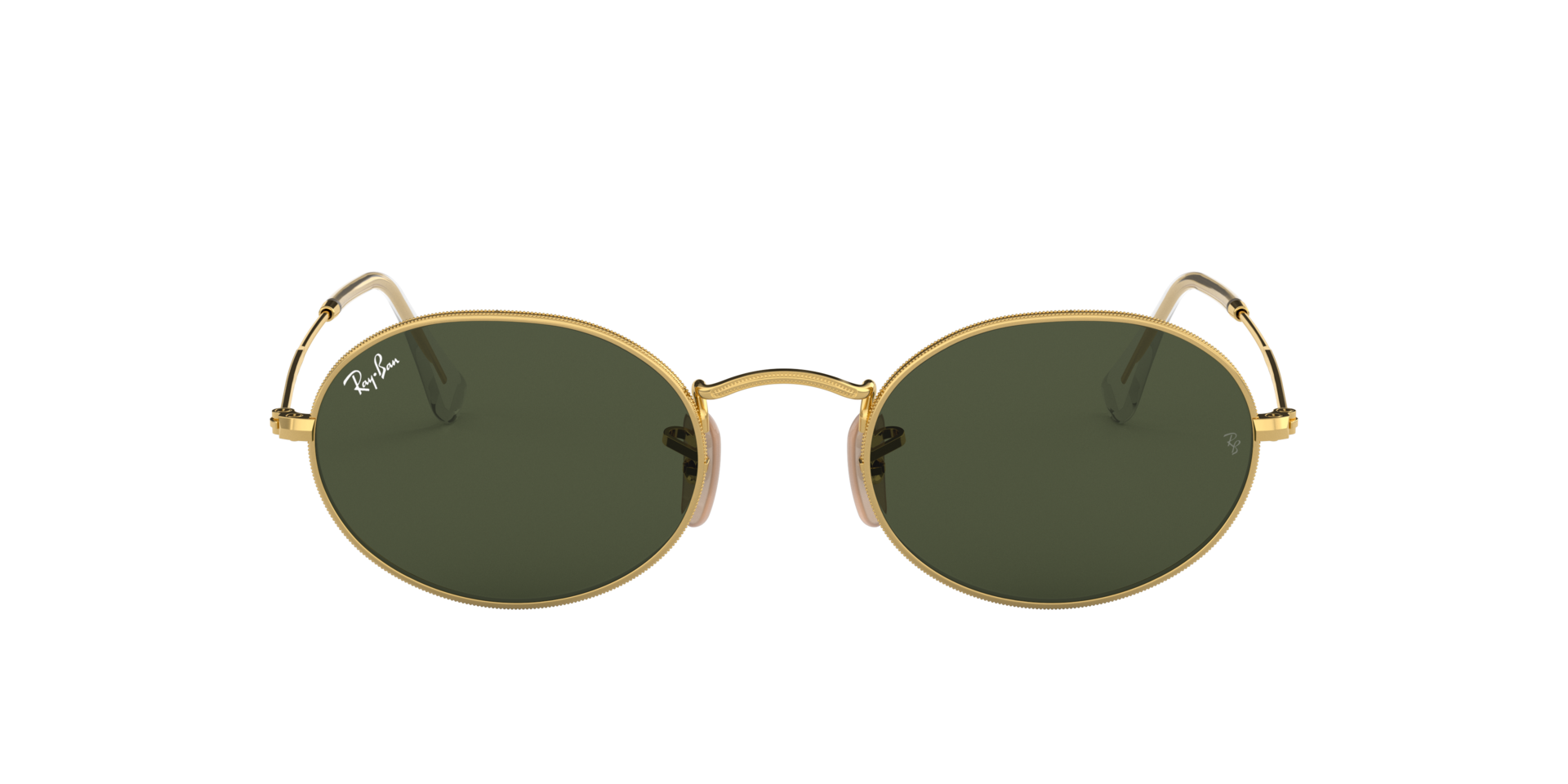 Ray-Ban RB3547 Oval Sunglasses in Green Gold, front view