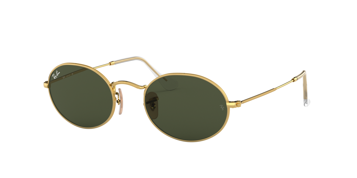 Ray-Ban RB3547 Oval Sunglasses in Green Gold, angle view