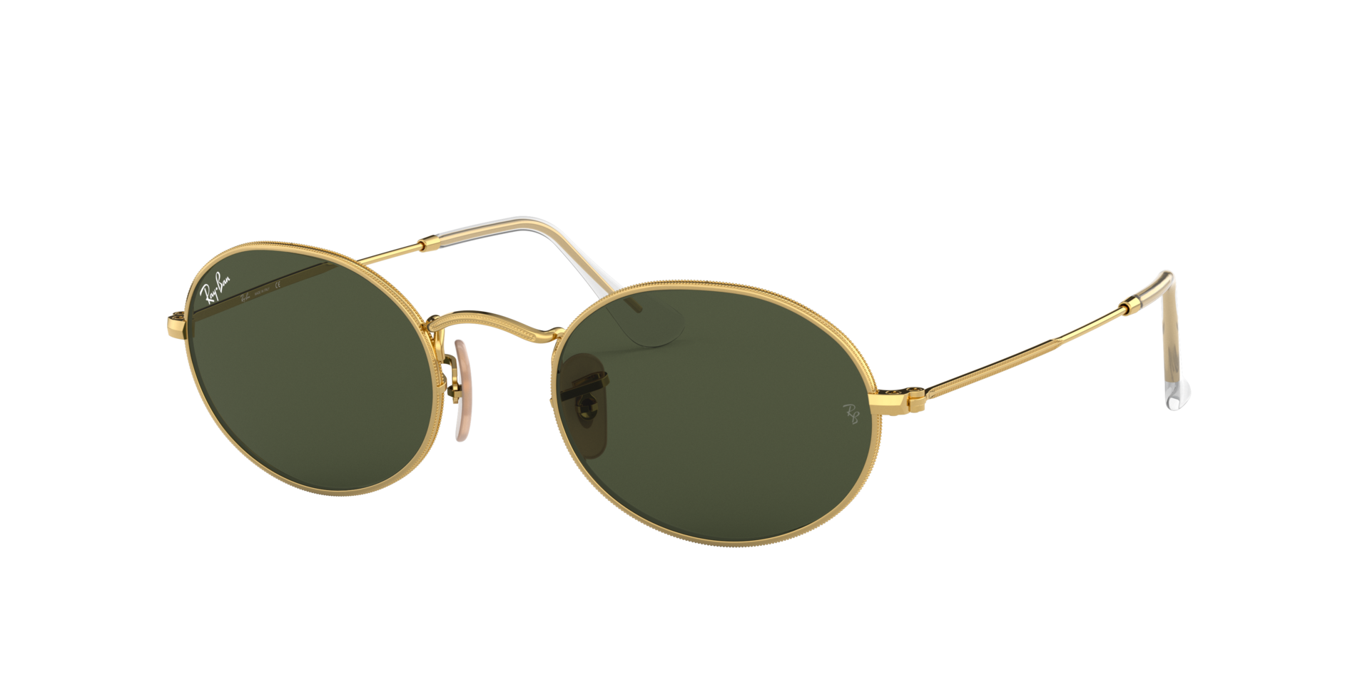 Ray-Ban RB3547 Oval Sunglasses in Green Gold, angle view