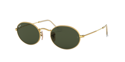 Ray-Ban RB3547 Oval Sunglasses in Green Gold, angle view